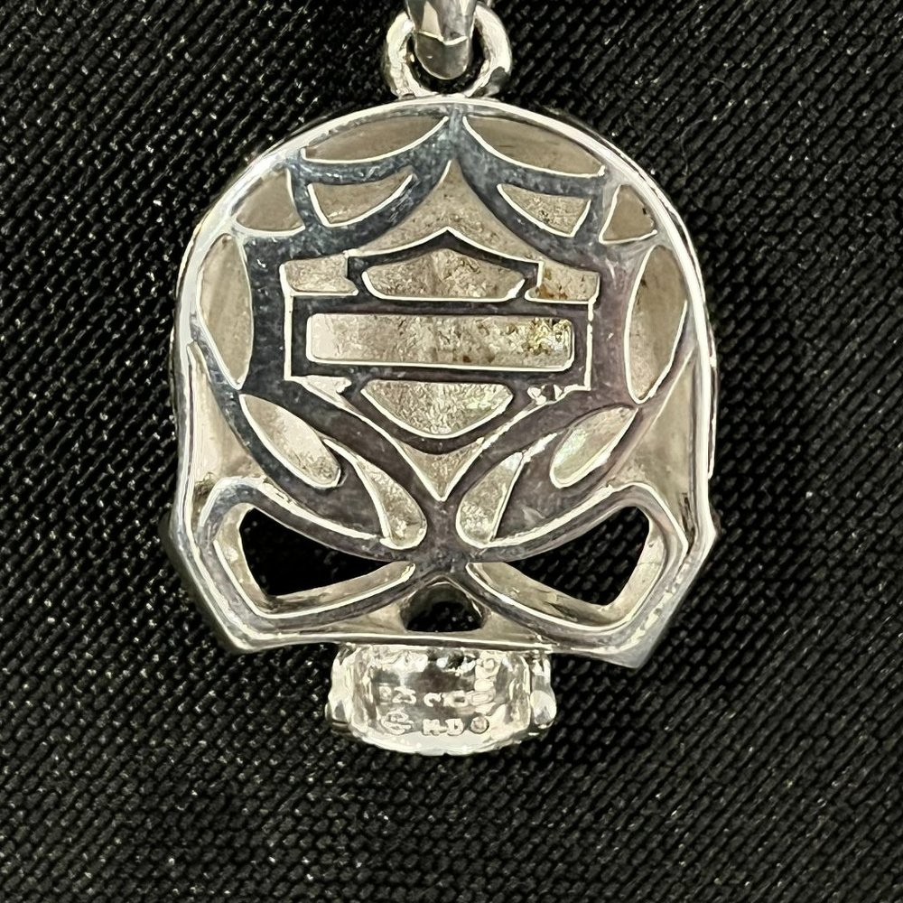 HARLEY DAVIDSON MENS STERLING SILVER SKULL NECKLACE - Picture 5 of 5